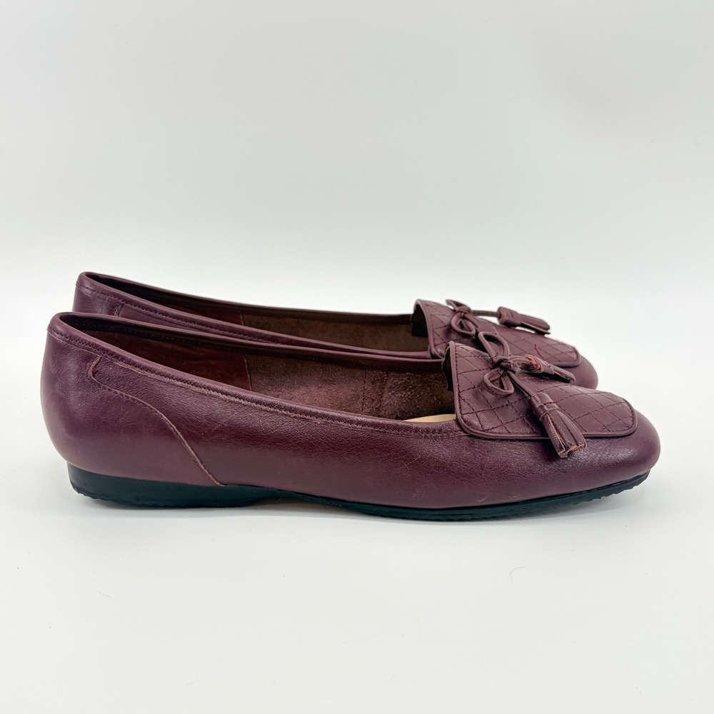 Enzo Angiolini EALIZZIA Burgundy Quilted Leather Tassel Loafers 8M Classic Mod - Picture 7 of 14